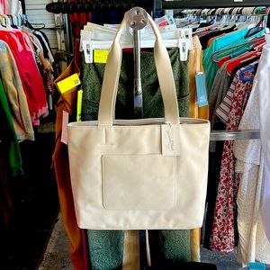 Cream color faux Leather Handbag